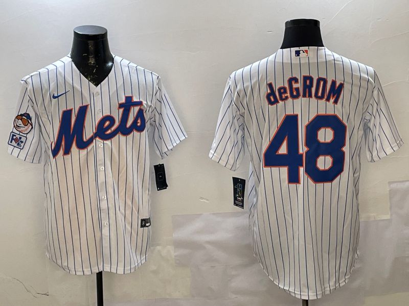 Men New York Mets #48 Degrom White Stripe Game 2025 Nike MLB Jersey style 1